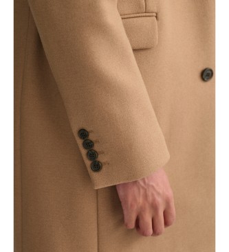 Gant Classic Tailored Fit beige woollen overcoat