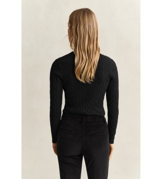 Gant Pull col en V en tricot torsadé noir