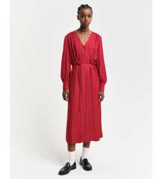 Gant Robe chemise raye en satin rouge