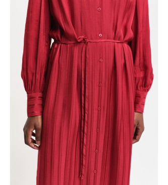 Gant Robe chemise raye en satin rouge