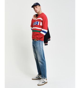 Gant Sweatshirt de gola redonda com painel vermelho