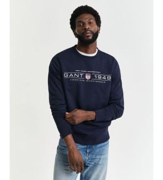 Gant Grafisk sweatshirt med rund hals i navy