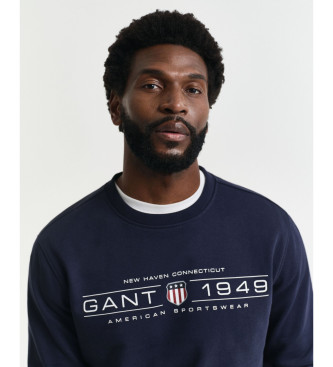 Gant Grafisk sweatshirt med rund hals i navy