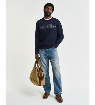 Gant Grafisk sweatshirt med rund hals i navy