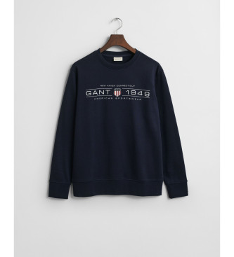 Gant Grafisches Sweatshirt mit Rundhalsausschnitt marineblau