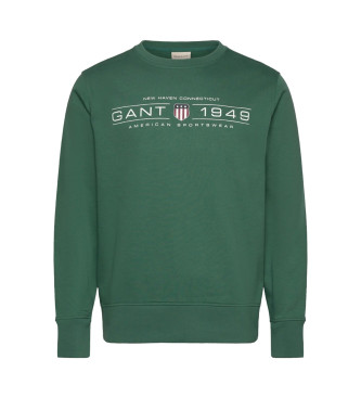 Gant Sweater met grafische ronde hals groen