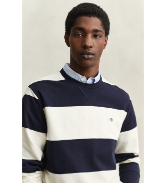 Gant Gestreiftes marineblaues Sweatshirt mit Rundhalsausschnitt