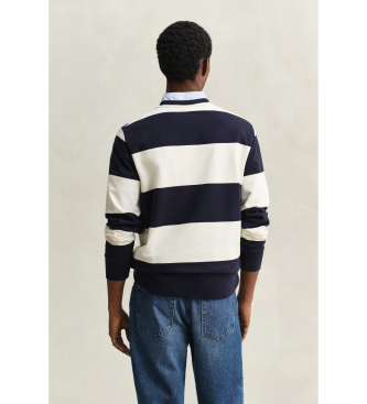 Gant Gestreiftes marineblaues Sweatshirt mit Rundhalsausschnitt
