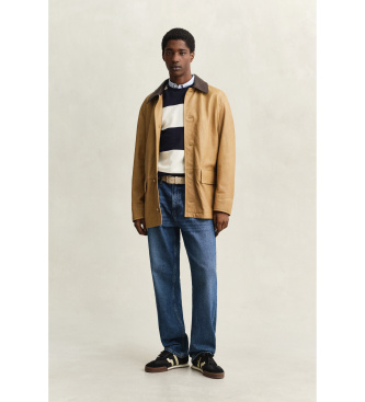 Gant Gestreiftes marineblaues Sweatshirt mit Rundhalsausschnitt