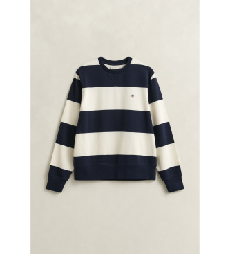 Gant Gestreiftes marineblaues Sweatshirt mit Rundhalsausschnitt