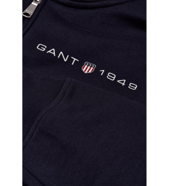 Gant Bedrucktes Grafik Sweatshirt mit durchgehendem Reiverschluss navy