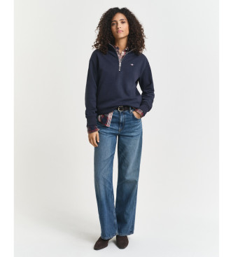 Gant Sweat Shield à demi-zip marine