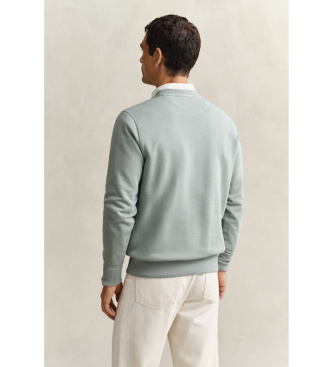 Gant Shield majica z vogalom za posadko sivo-zelena