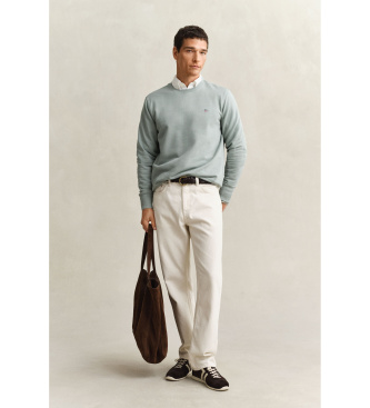 Gant Shield majica z vogalom za posadko sivo-zelena