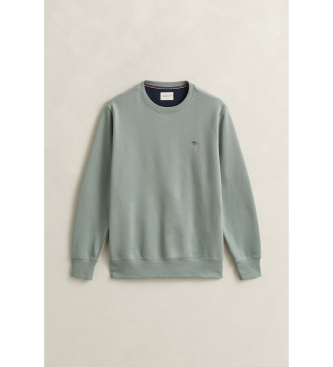 Gant Shield majica z vogalom za posadko sivo-zelena