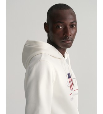 Gant Archive Shield hoodie gebroken wit