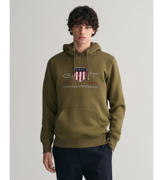 Gant Archive Shield sweat  capuche vert