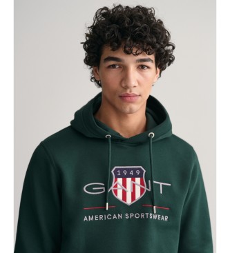 Gant Archief Shield hoodie groen