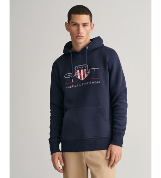 Gant Felpa con cappuccio con scudo d'archivio blu scuro