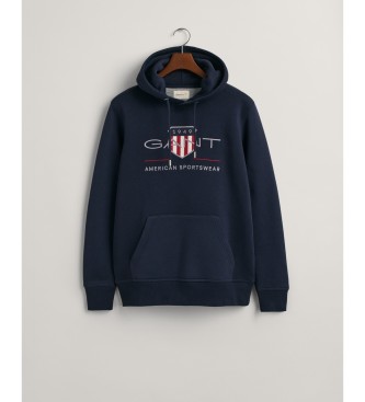 Gant Felpa con cappuccio con scudo d'archivio blu scuro