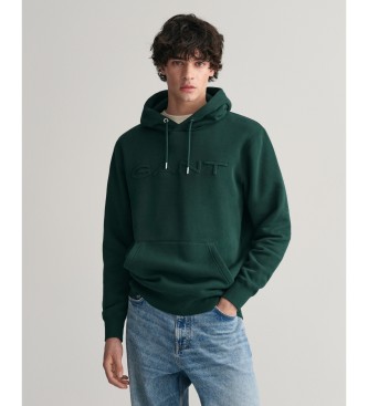 Gant Sweater met capuchon in relif groen