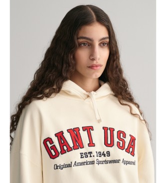 Gant GANT USA sweatshirt met capuchon crme wit