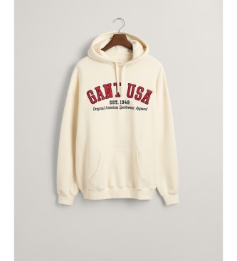 Gant GANT USA sweatshirt med huva grddvit