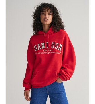 Gant Bluza z kapturem GANT USA czerwona