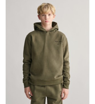 Gant Sudadera con capucha Script Graphic Teens verde