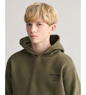 Gant Sudadera con capucha Script Graphic Teens verde