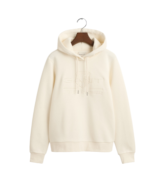 Gant Tonal Archive Shield hoodie vit