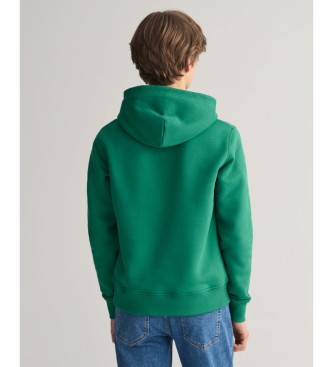 Gant Felpa con cappuccio per adolescenti Tonal Shield verde