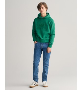 Gant Felpa con cappuccio per adolescenti Tonal Shield verde