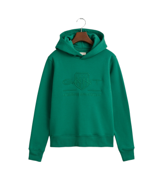 Gant Felpa con cappuccio per adolescenti Tonal Shield verde