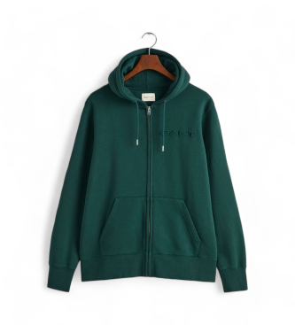 Gant Embossed hoodie with zip green