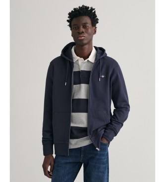 Gant Hoodie met marine schild ritssluiting