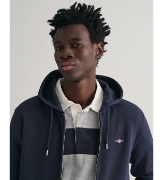 Gant Hoodie met marine schild ritssluiting