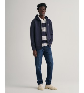 Gant Hoodie met marine schild ritssluiting