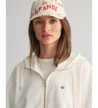 Gant Shield hooded zip hoodie white