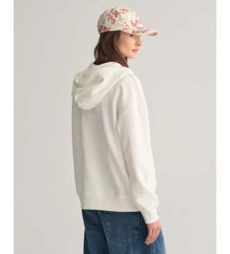 Gant Shield hooded zip hoodie white