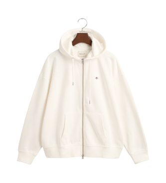 Gant Shield hooded zip hoodie white