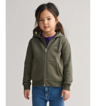 Gant Shield Hoodie met rits groen