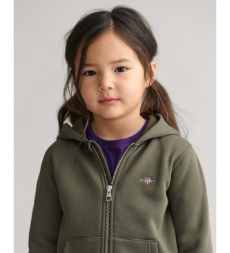 Gant Shield Hoodie met rits groen