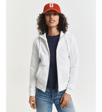 Gant Sweat à capuche zippé Tonal Shield blanc cassé
