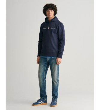 Gant Sweater met capuchon en grafische marineprint