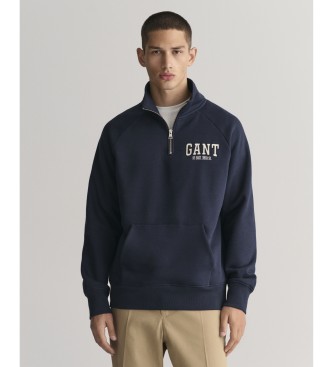 Gant Arch Graphic pulover s polovičnim zapenjanjem mornarsko modra