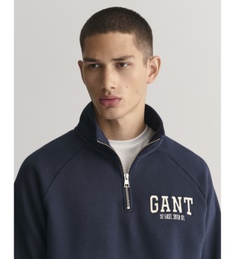 Gant Arch Graphic sweatshirt med halv dragkedja marinbl