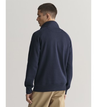 Gant Arch Graphic pulover s polovičnim zapenjanjem mornarsko modra