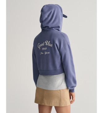 Gant Kort sweatshirt med htte og lynls Script Graphic navy