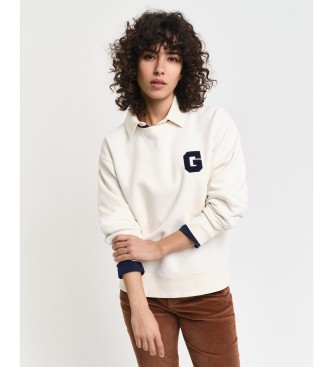 Gant Sudadera De Cuello Redondo Con Insignia G blanco